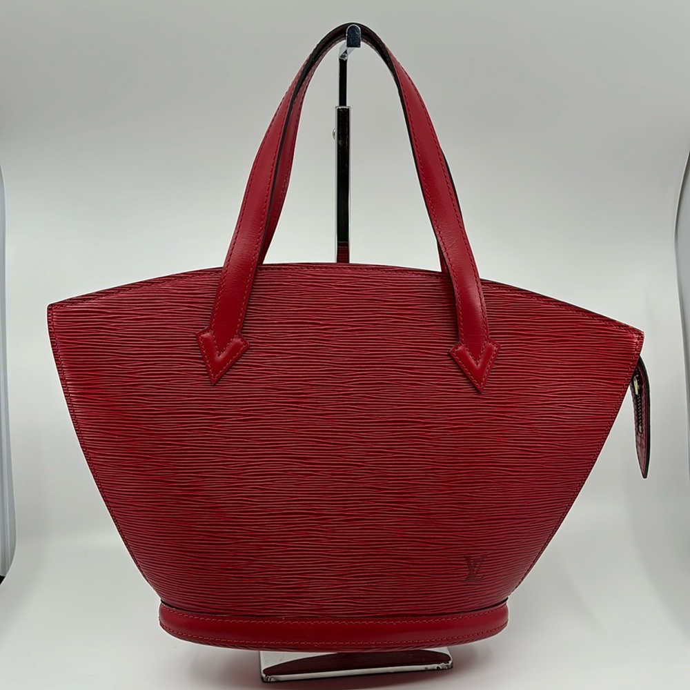 Authentic Louis Vuitton Saint Jacques Shoulder Bag Red Leather